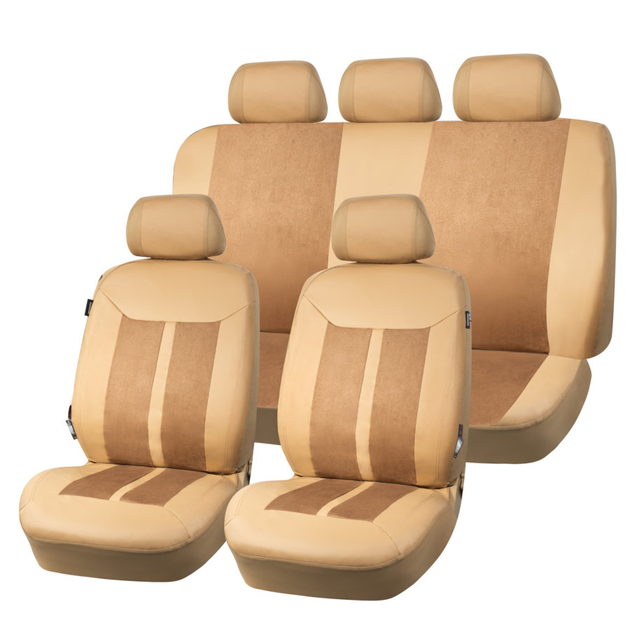 NORAUTO Sitzbezug-Komplettset 11-teilig für PKW´s, Design JUPITER-2 creme-beige, in Kunstleder-Optik - ATU