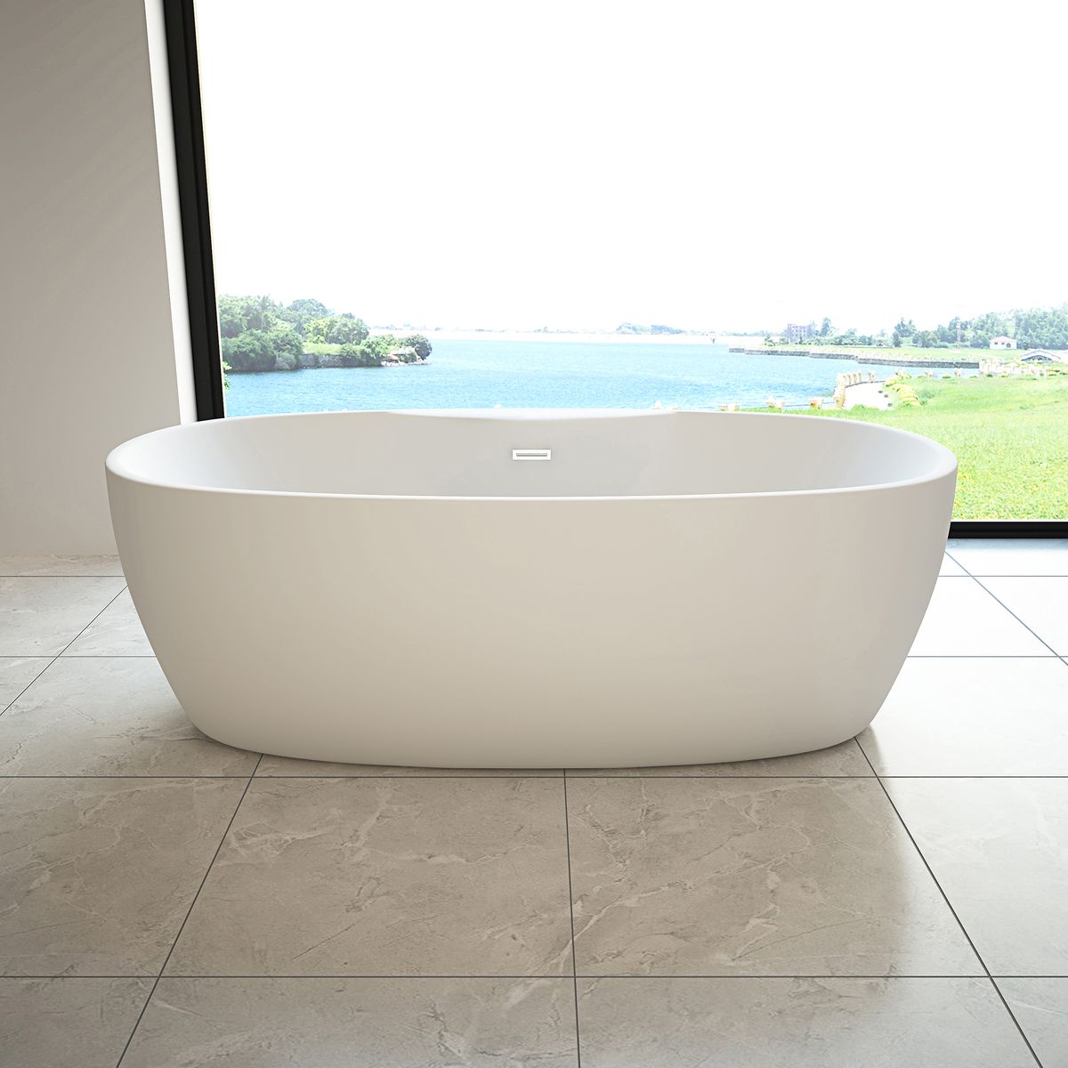 TroniTechnik Freistehende Badewanne Acrylbadewanne Standbadewanne Anafi 170cm x 80cm x 58cm