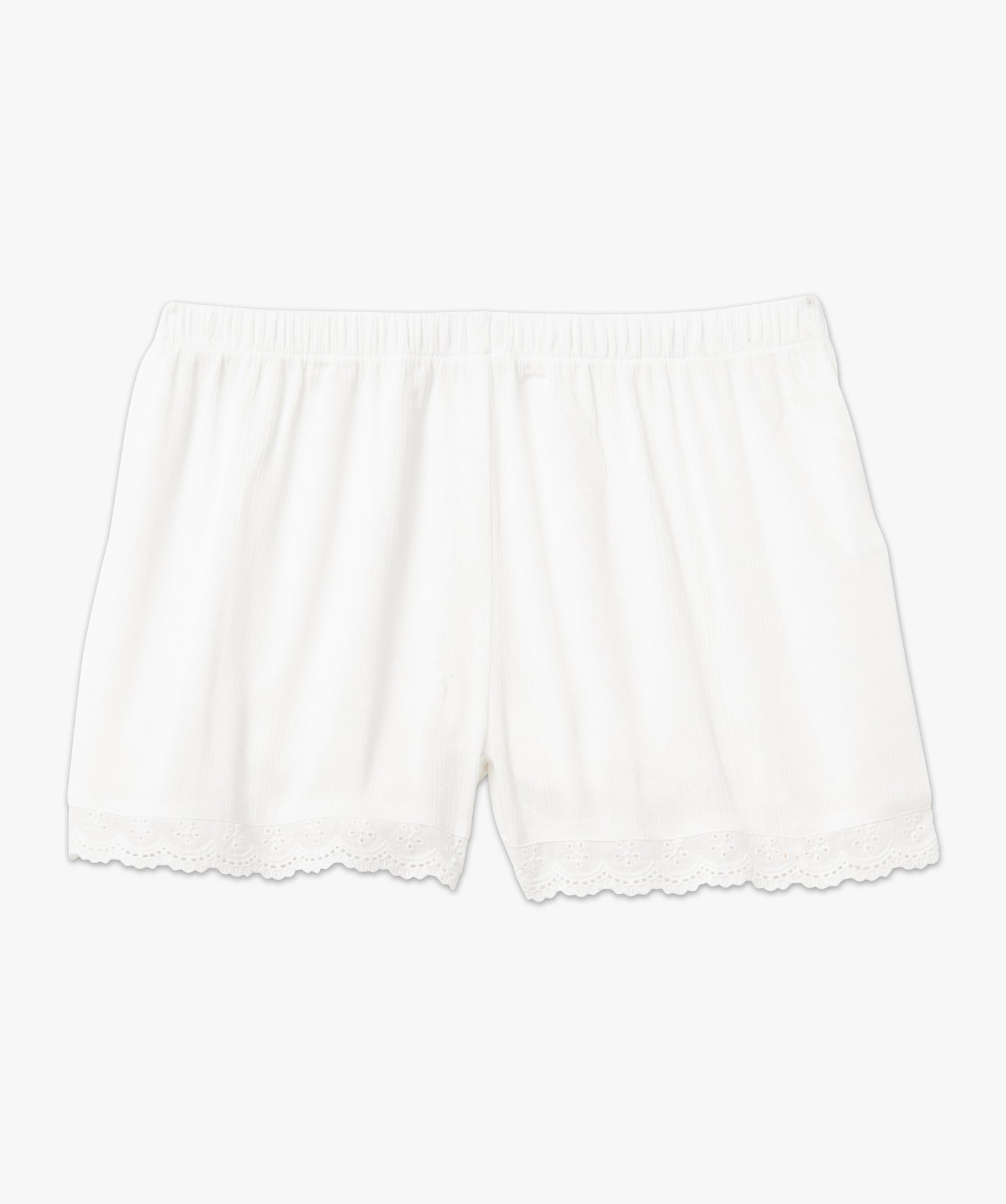 Short de pyjama femme avec bas brodé ecru | GEMO