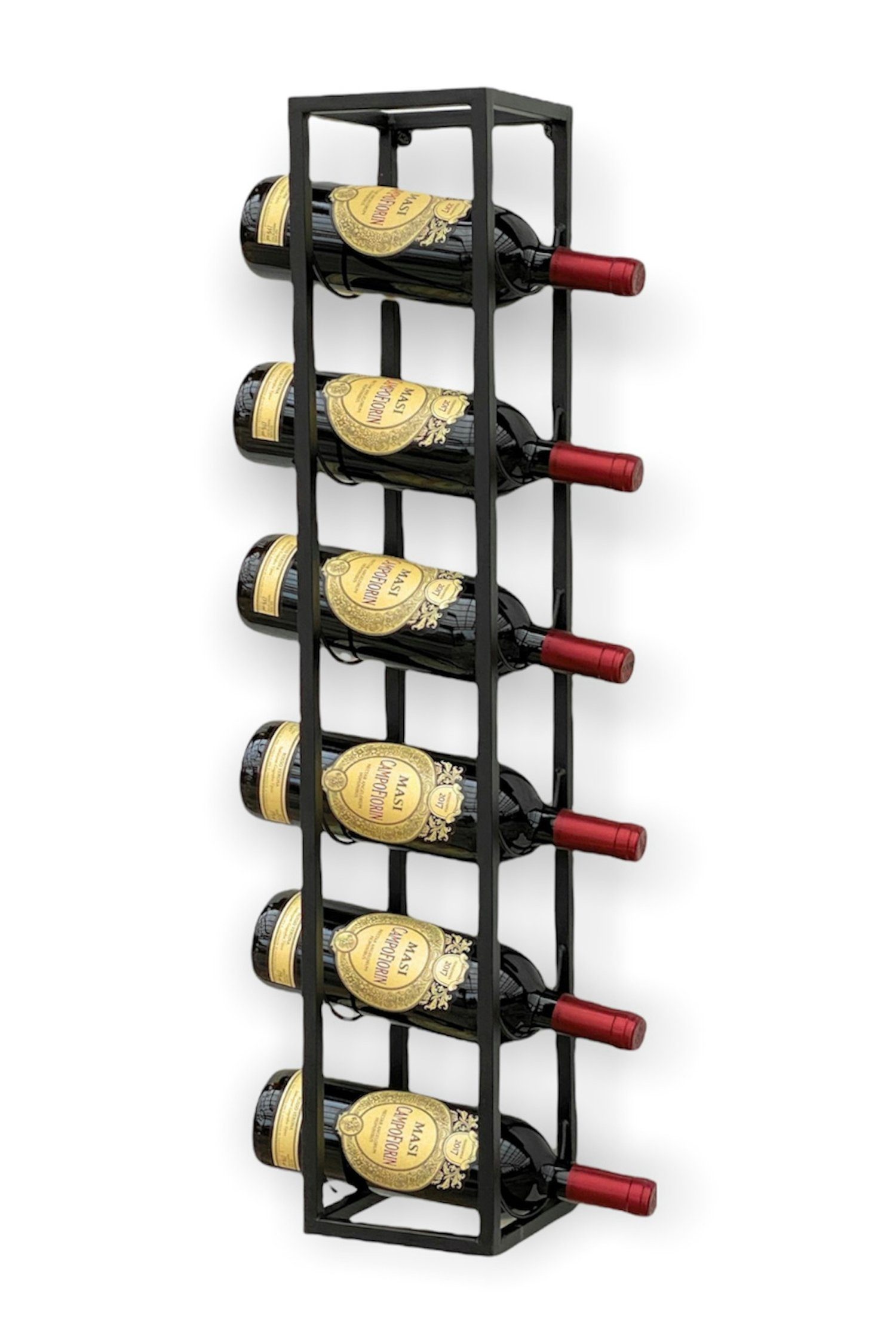 DanDiBo Weinregal DanDiBo Weinregal Metall Wand 80 cm Schwarz Flaschenregal 96238 Flaschenhalter Wandmontage Modern Wandhalter Wandregal für 6 Flaschen