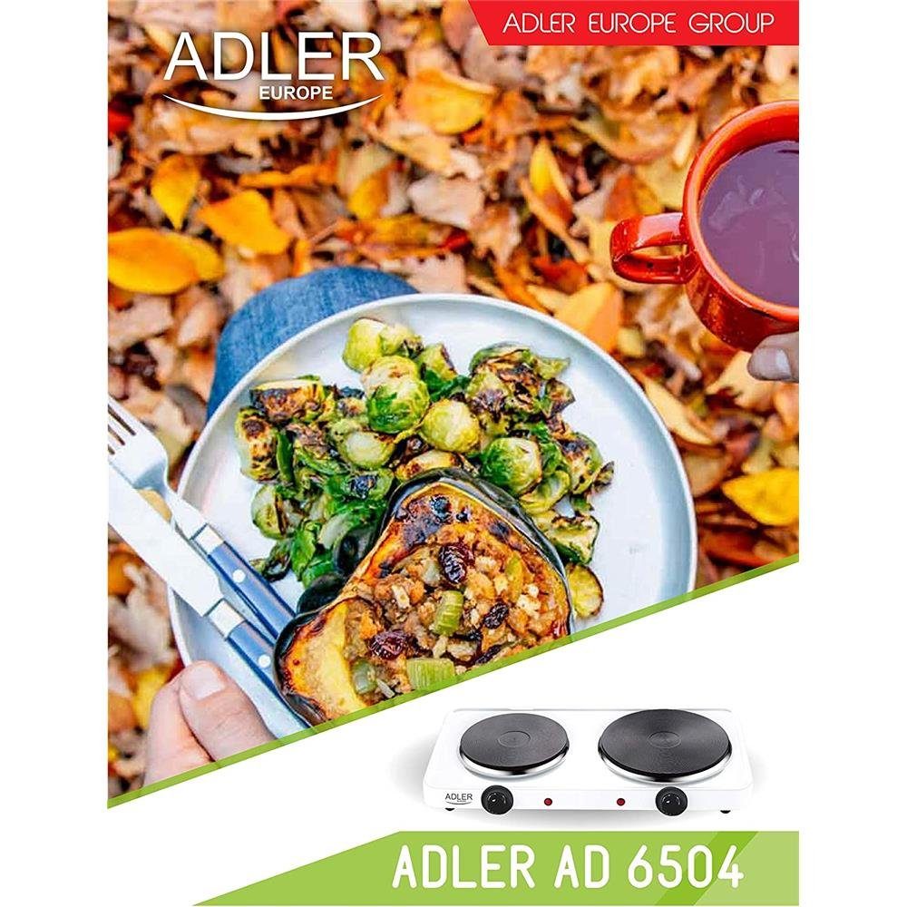 Adler Doppelkochplatte AD 6504, 2500W, 185 mm, 155 mm, Elektro, Mini-Kochplatte, Kochfeld