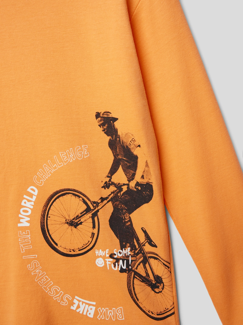 Longsleeve mit Motiv-Print in orange