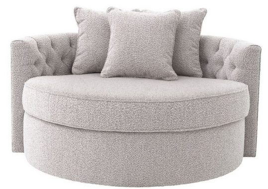 Casa Padrino Loungesofa Luxus Rundsofa Grau 157 x 148 x H. 90 cm - Modernes rundes Wohnzimmer Sofa mit 3 Kissen - Wohnzimmer Möbel - Luxus Möbel