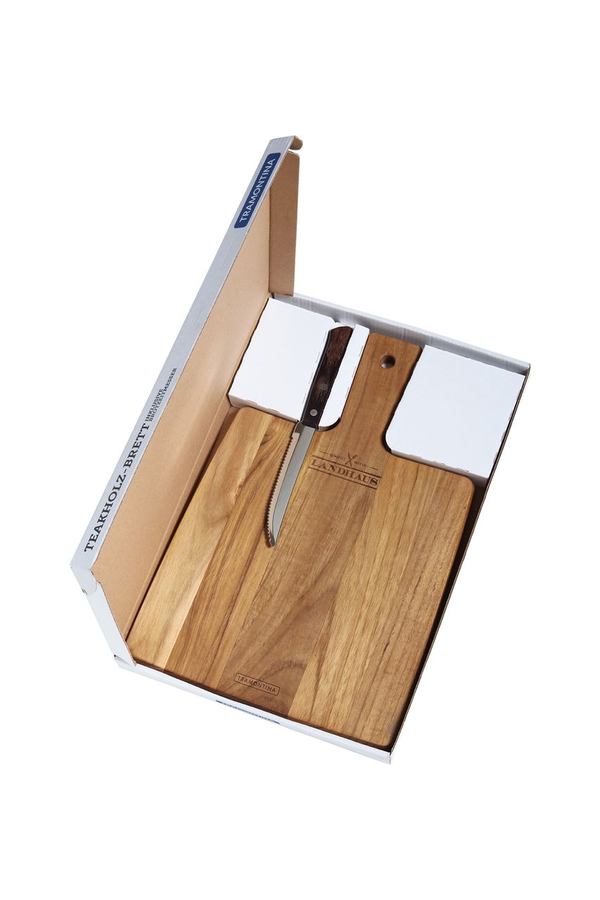 Tramontina Geschenkset Schneidebrett Teak inkl. Brotzeitmesser