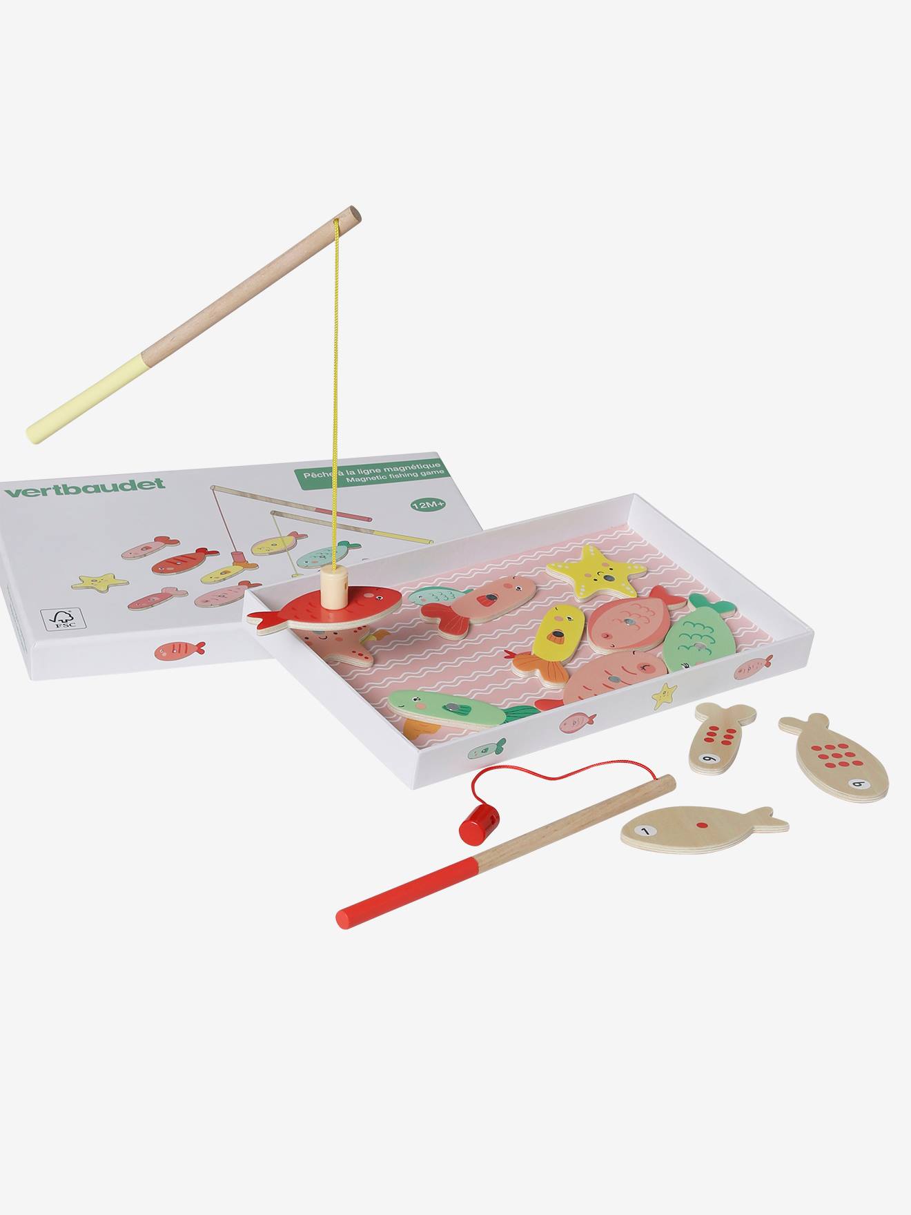 Pêche à la ligne magnétique en bois FSC® multicolore