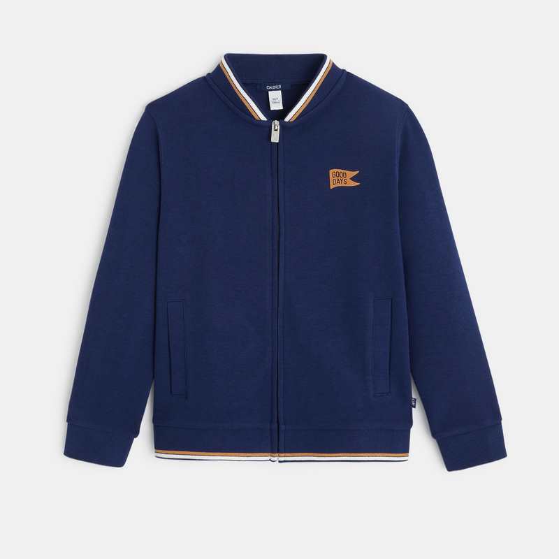Sweat-shirt zippé façon teddy bleu garçon