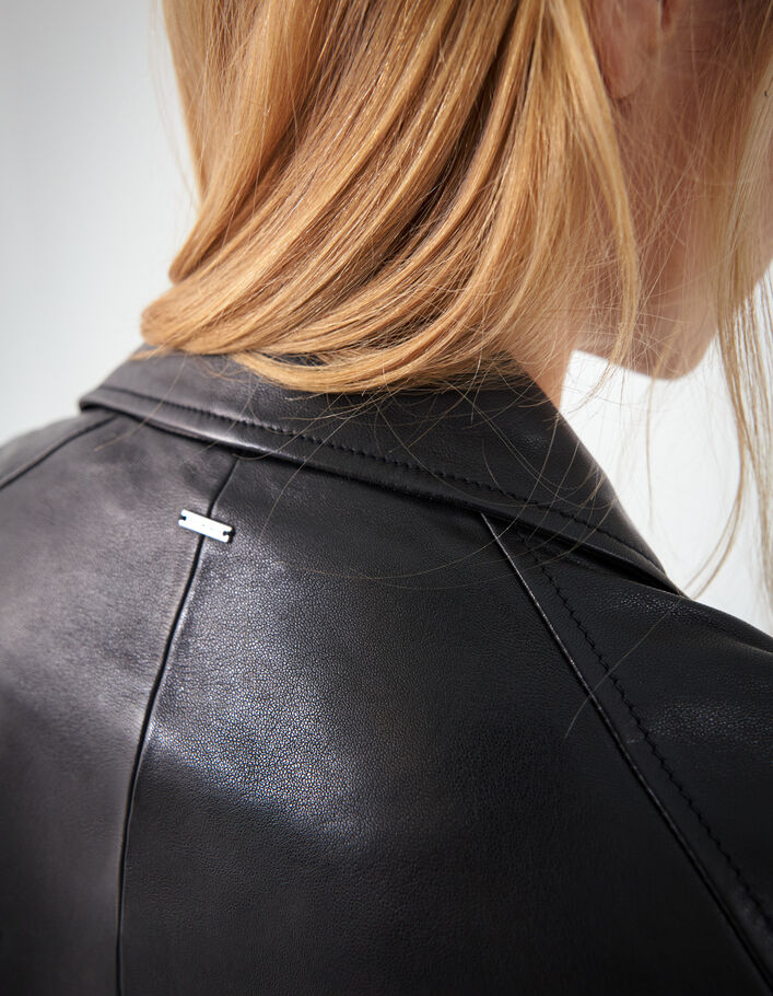 Blouson noir cuir d'agneau femme