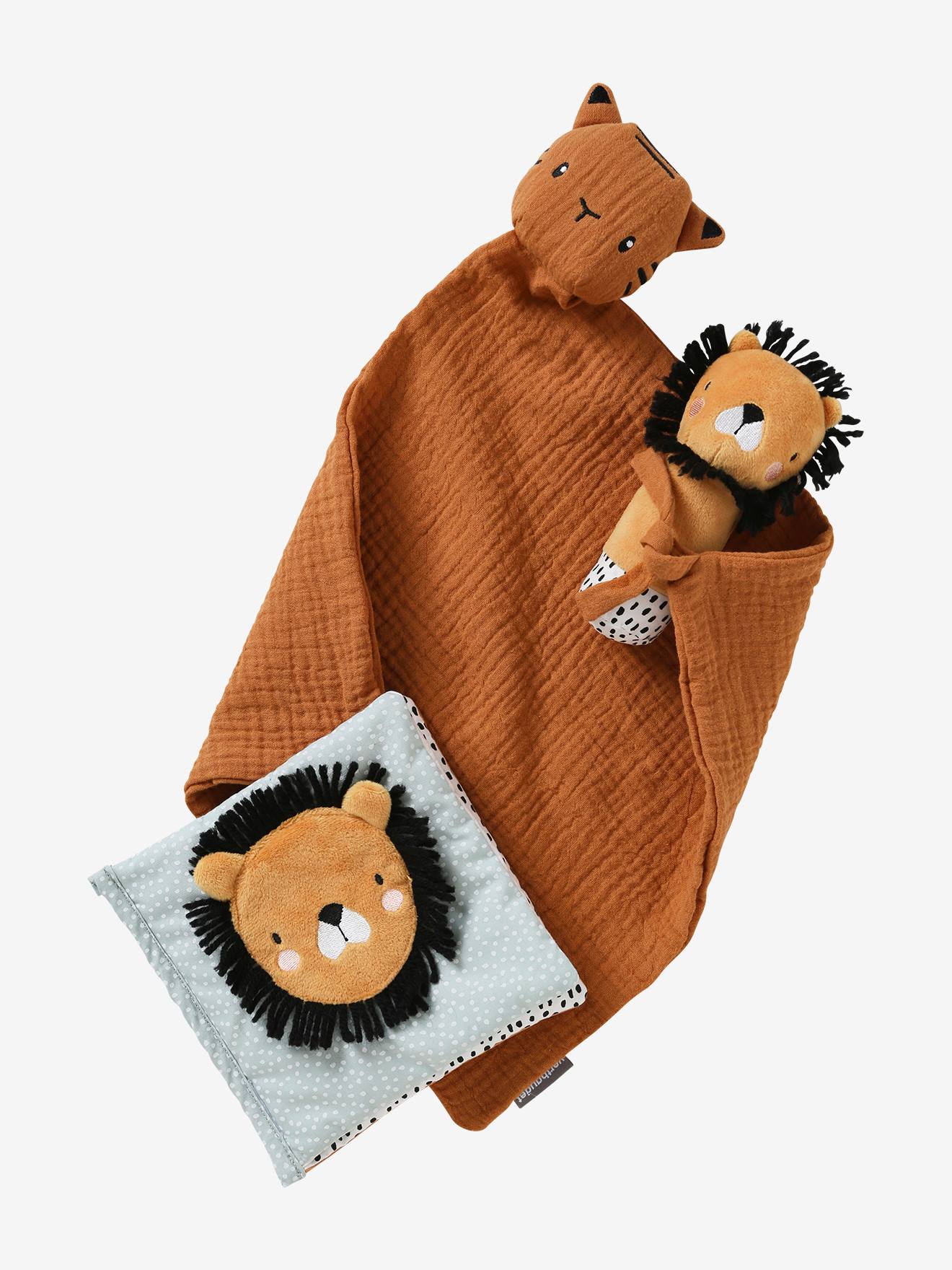 Vertbaudet Baby Geschenk-Set: Schmusetuch, Rassel & Stoffbuch mit Geschenkverpackung - gelb