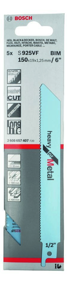 Bosch Blue Accessories 2608657407 S925VF bajonetsavklinge kraftig til metal 150 mm 5 stk.