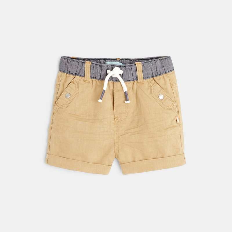 Short en lin et coton beige bébé garçon