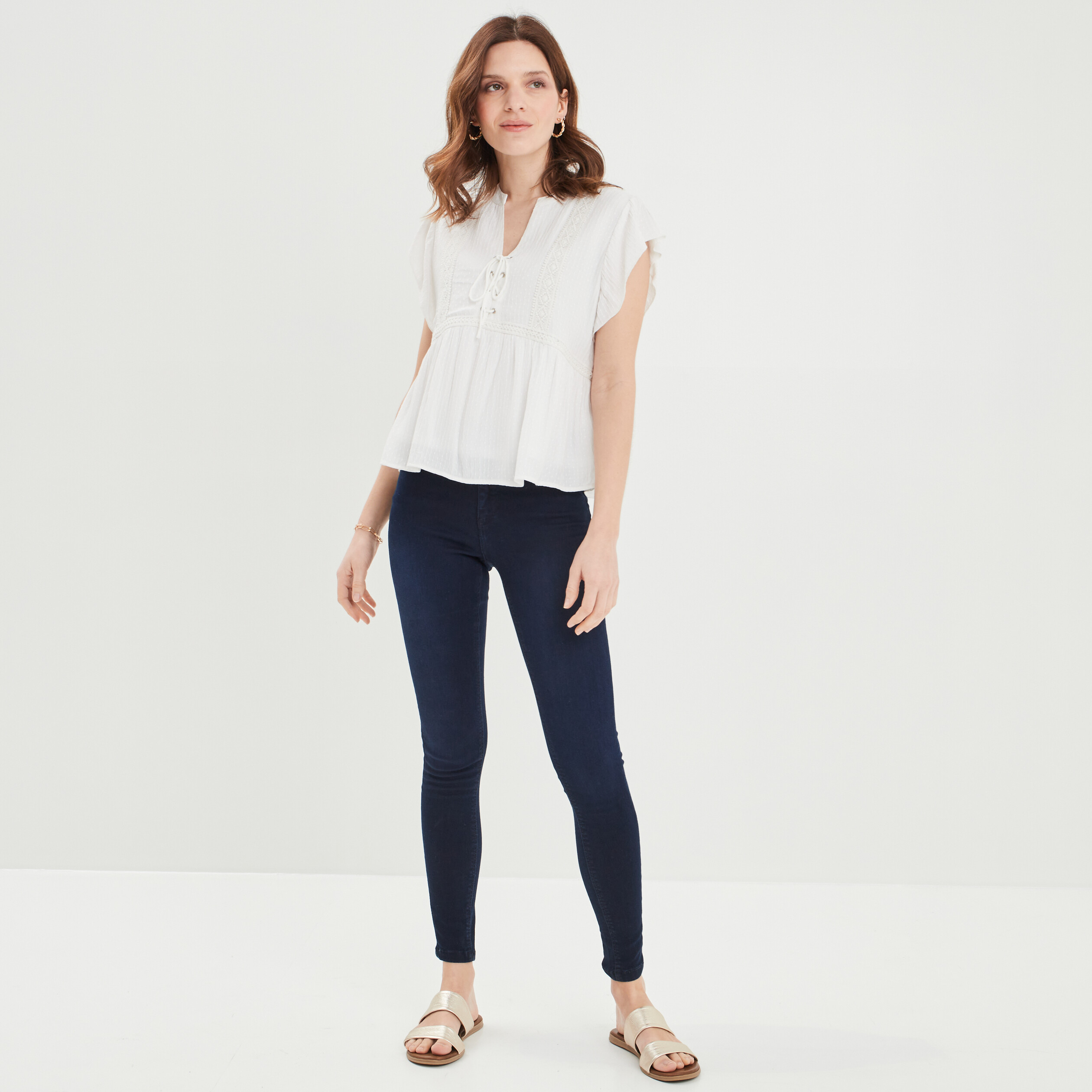 Jeans skinny 5 poches denim blue black femme | La Halle
