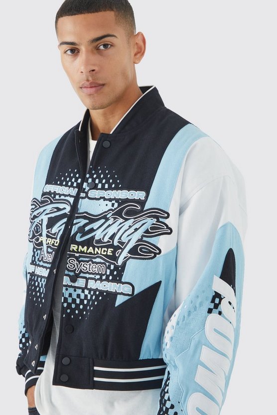 Kastige Twill Moto-Bomberjacke