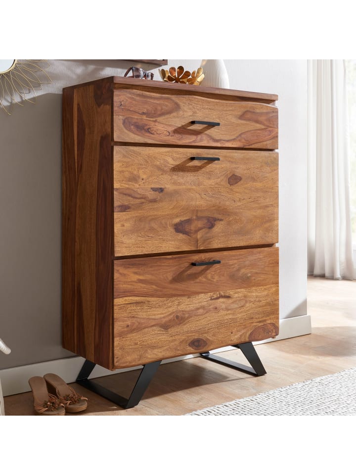 KADIMA DESIGN Kommode 80x120x41,5 cm Massivholz / Metall Flurkommode, günstig kaufen onesize