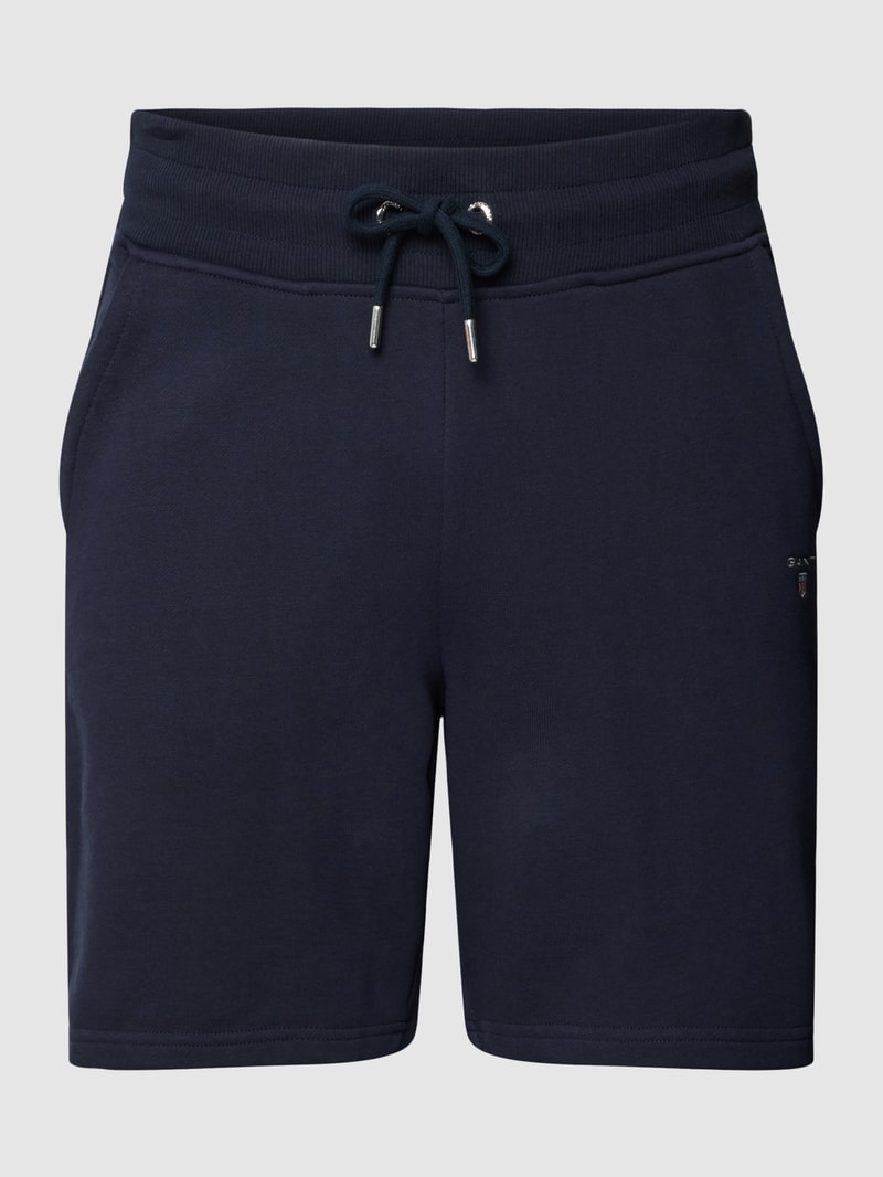 Sweatshorts mit Label-Stitching in marineblau