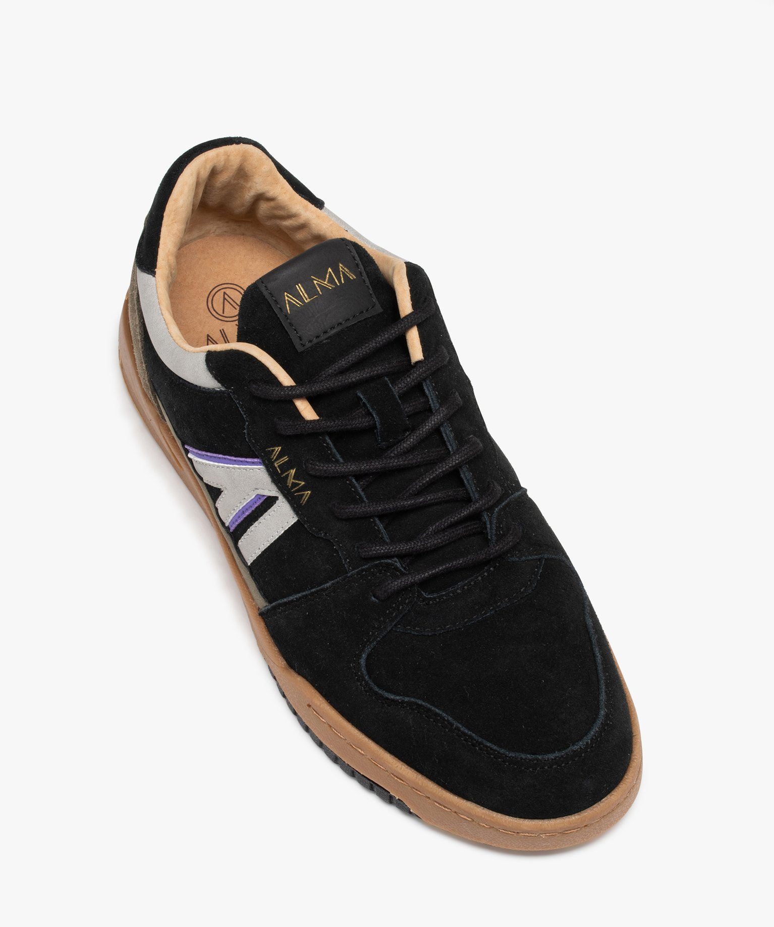 Baskets homme multicolores dessus en cuir suédine - Alma Pl... noir | GEMO