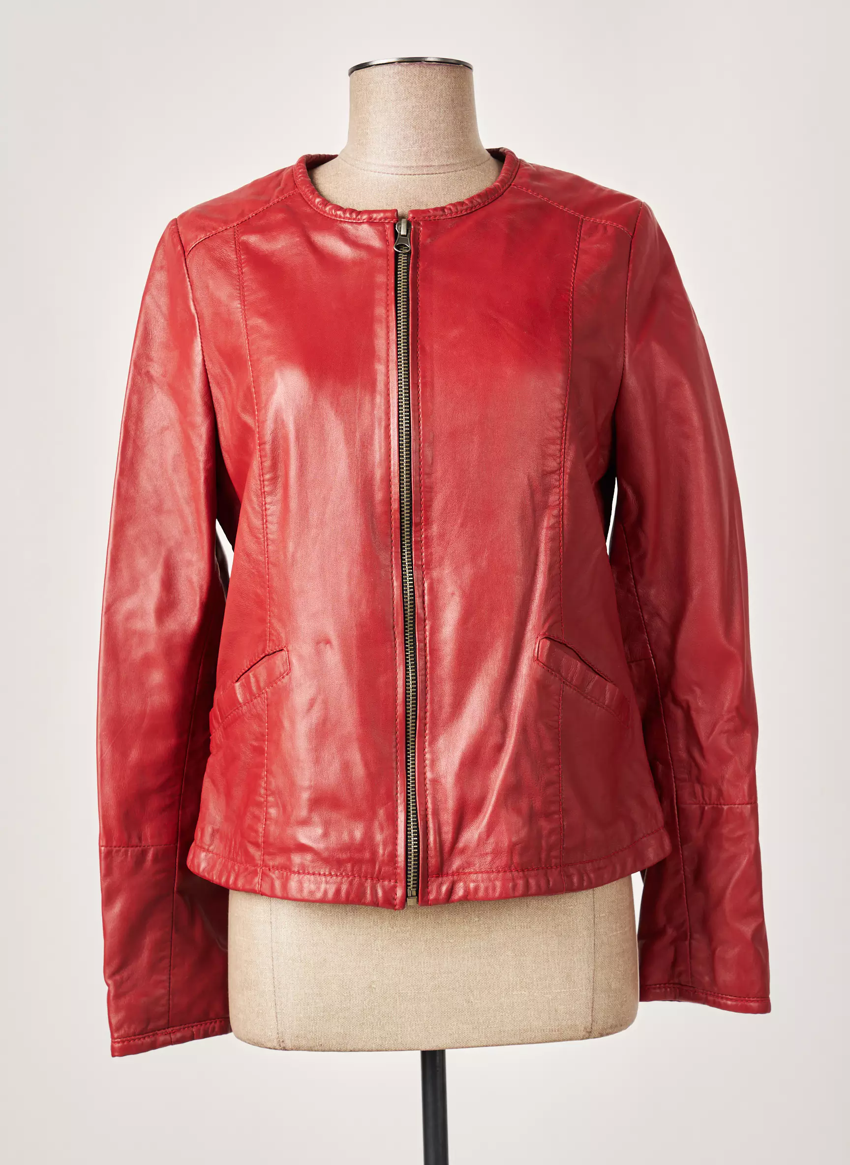 Wait Blue By Last Rebels Vestecuir Femme couleur rouge