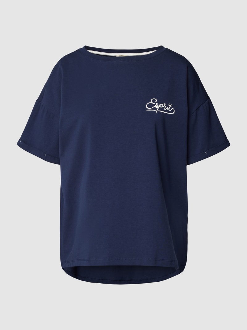 Pyjama-Oberteil mit Label-Print in dunkelblau
