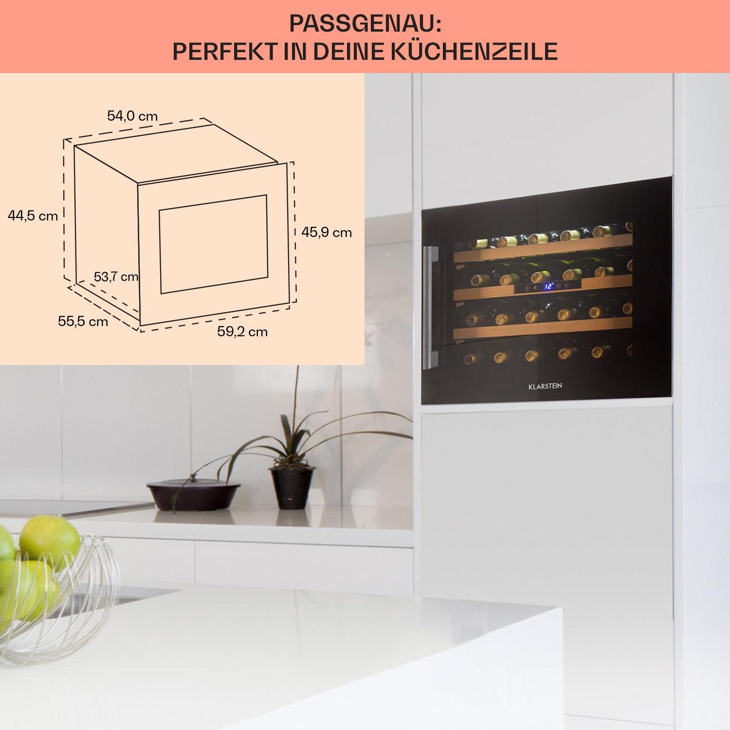 Klarstein Weinkühlschrank Vinsider 24 Onyx Edition, für 24 Standardflaschen á 0,75l,Wein Flaschenkühlschrank Weintemperierschrank Weinschrank Kühlschrank