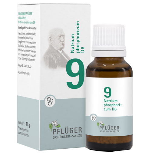 BIOCHEMIE Pflüger 9 Natrium phosphoricum D 6 Glob.  15 g  Globuli