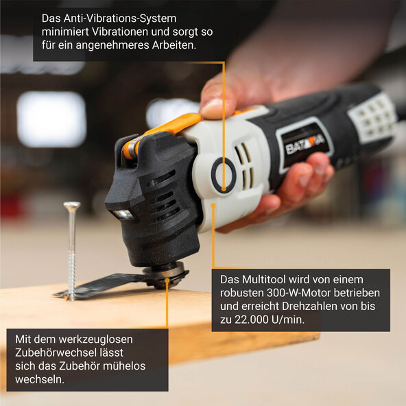 Multifunktionswerkzeug, Anti-Vibration, 300 W