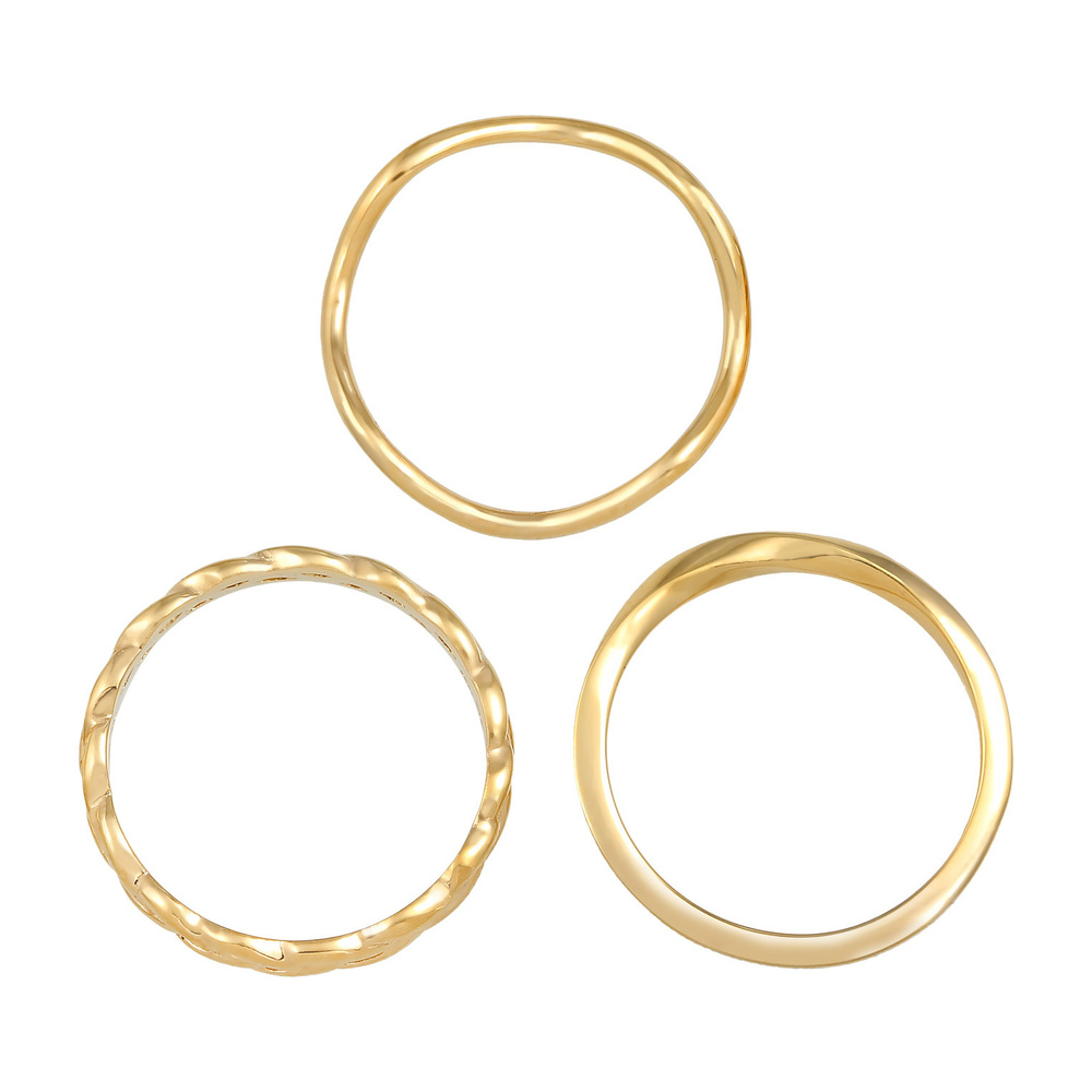 Elli Elli Bague Ensemble Vague Tressé Minimale Bague Femme - (925/1000) Argent Bague