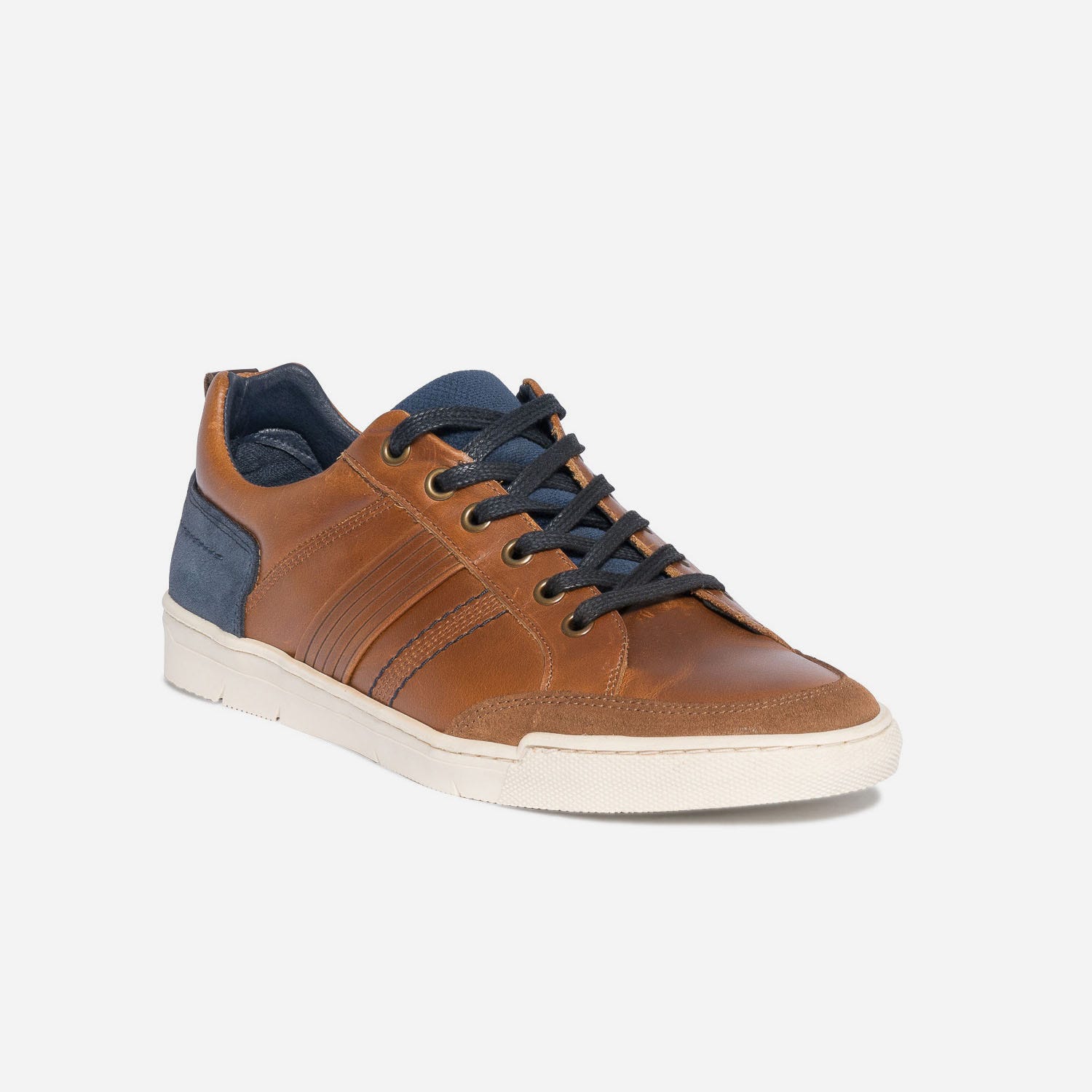 Basket cognac en cuir