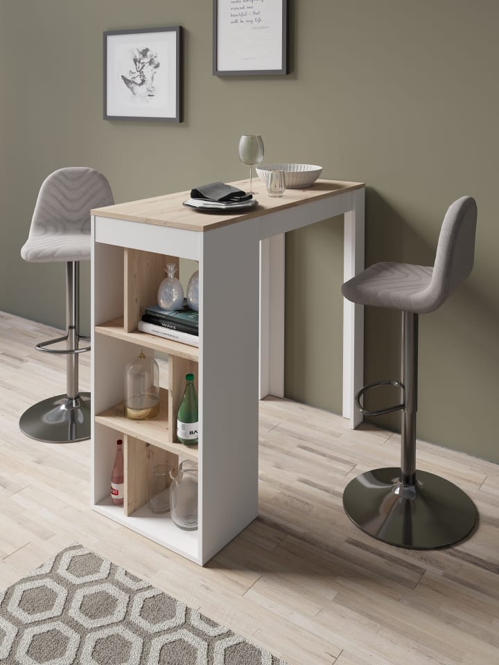 byLiving Bartisch Moby in Weiß / Artisan Eiche - (B) 110 x (H) 104 x (T) 50 cm günstig kaufen onesize