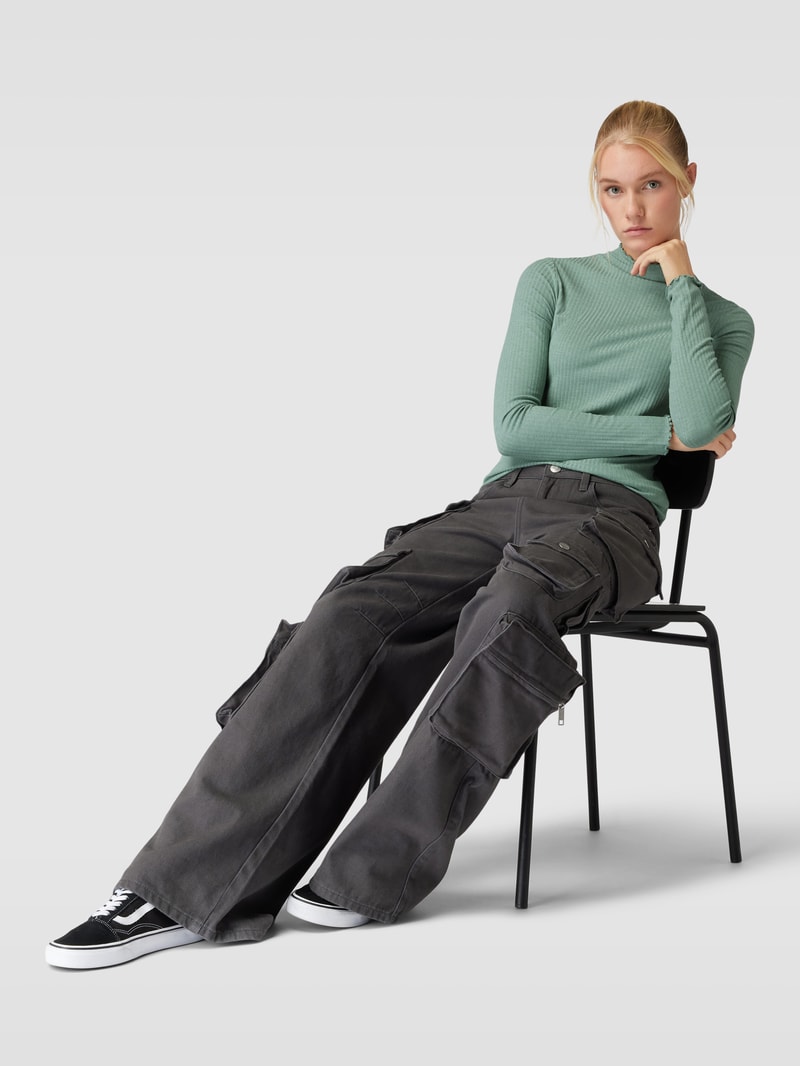 Longsleeve mit Wellensaum in schilf