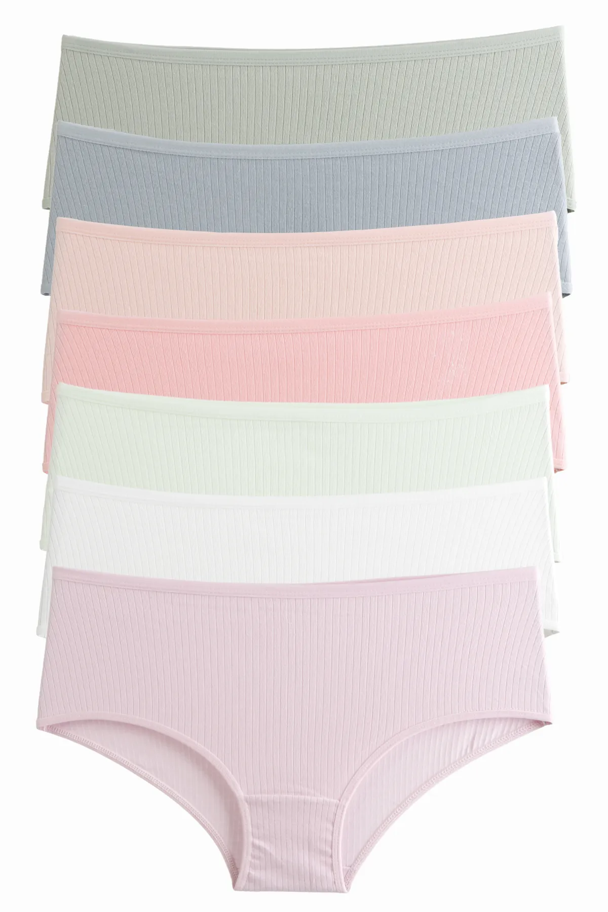 Nicoletta  Damenhöschen mit hoher Taille, 7er-Pack, geripptes Unterhemd aus Lycra-Baumwolle, ROSA