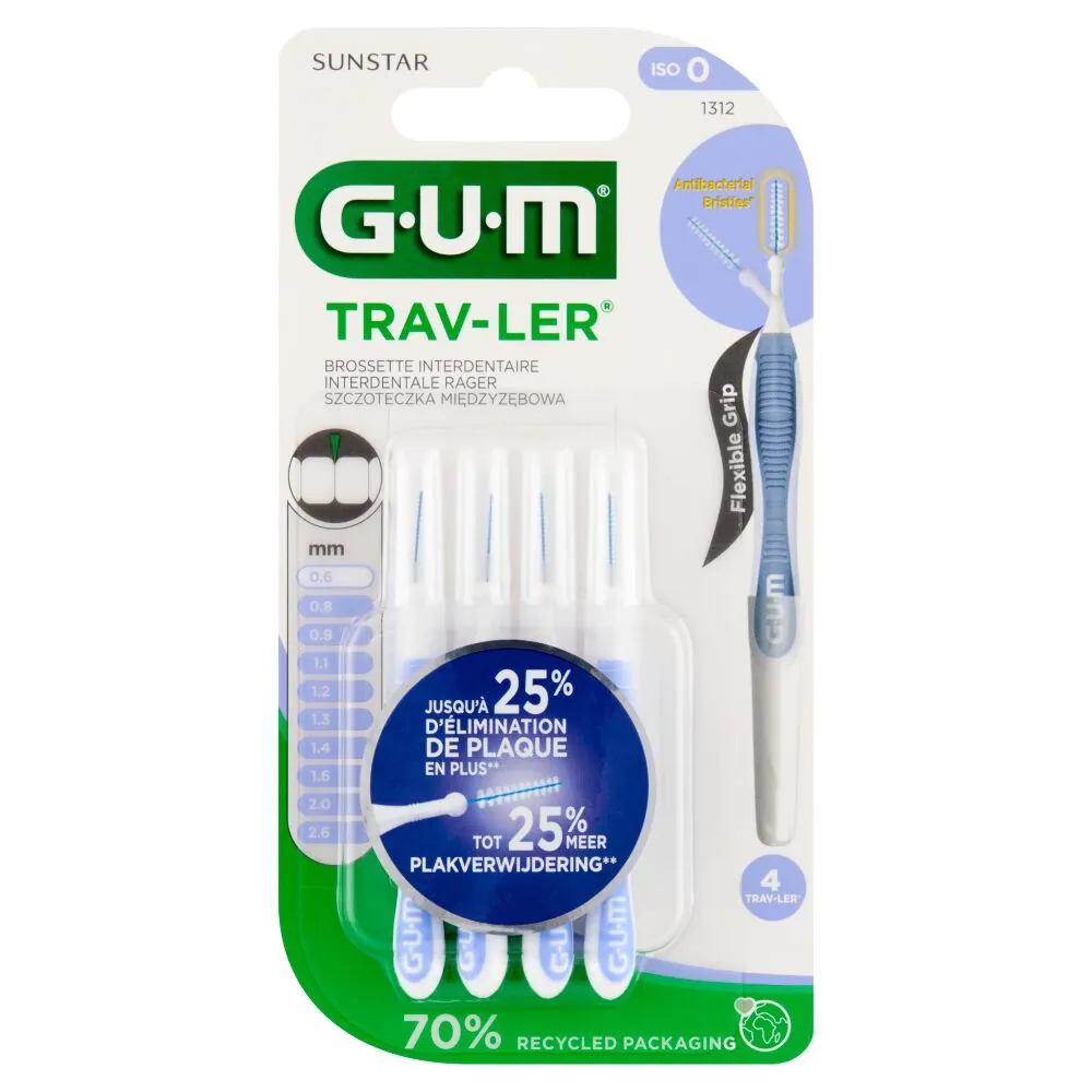 „Gum Trav-Ler“ 0,6 mm tarpdančių šepetėliai