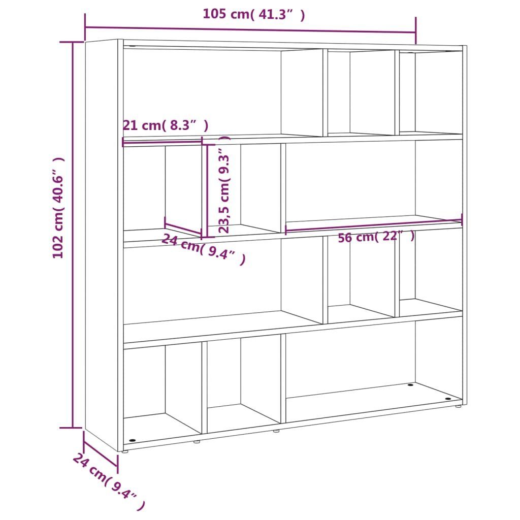 vidaXL Bücherregal Bücherregal/Raumteiler Weiß 105x24x102 cm Holzwerkstoff