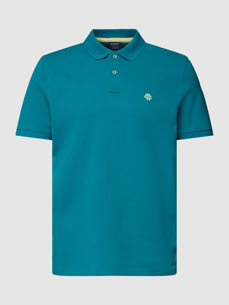 Poloshirt mit Logo-Stitching in smaragdgrün