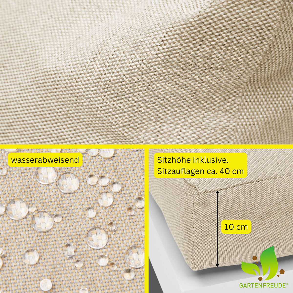 Weles GARTENFREUDE Aluminium Sessel Ambience 75x63x44 cm, weiß / beige / Aluminium weiß