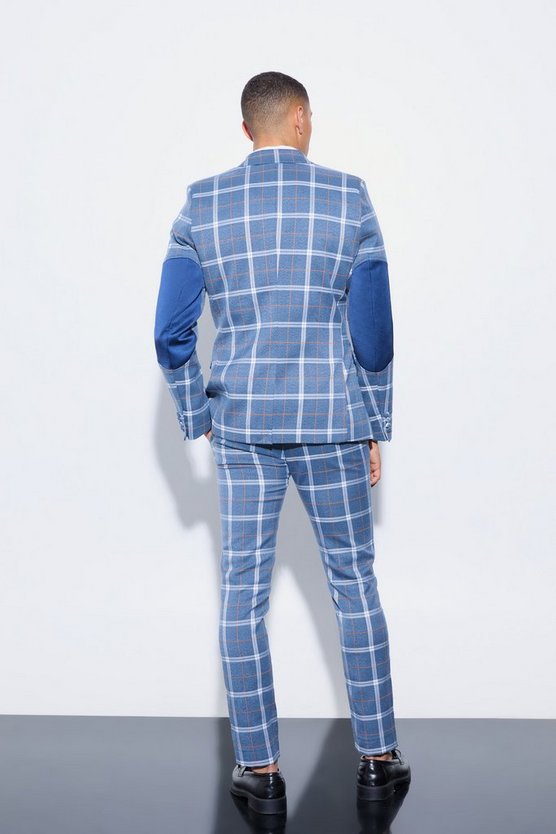 Karierter Blazer mit Fischgrätenmuster