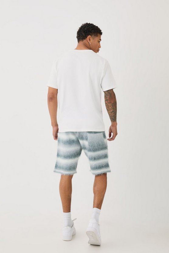 Lockere mittellange Strick-Shorts mit Streifen