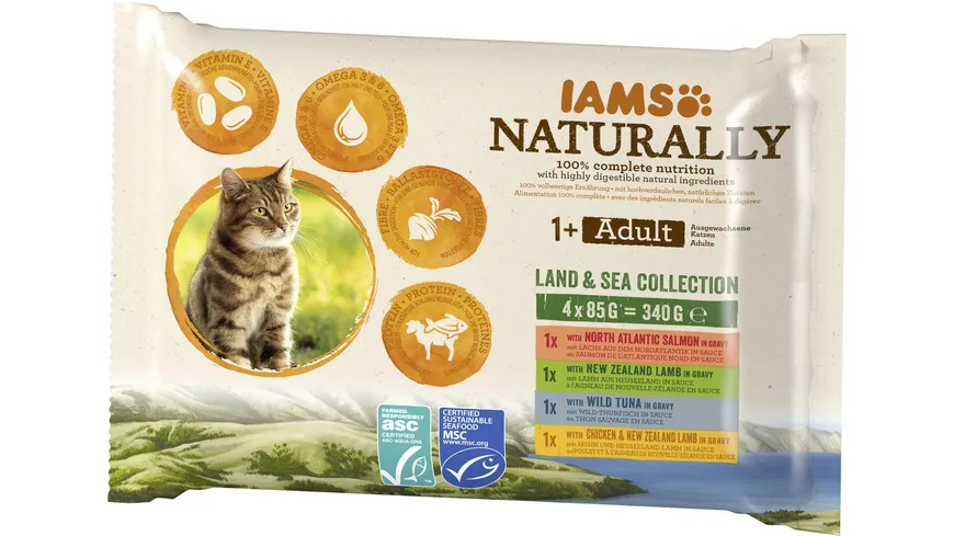 IAMS Naturally Katzennassfutter Adult Land & See Collection 340 g