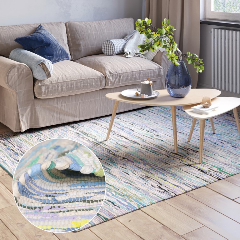 MyFlair Teppich Saroya 200cm x 140cm, Farbe Blau Mix, rechteck