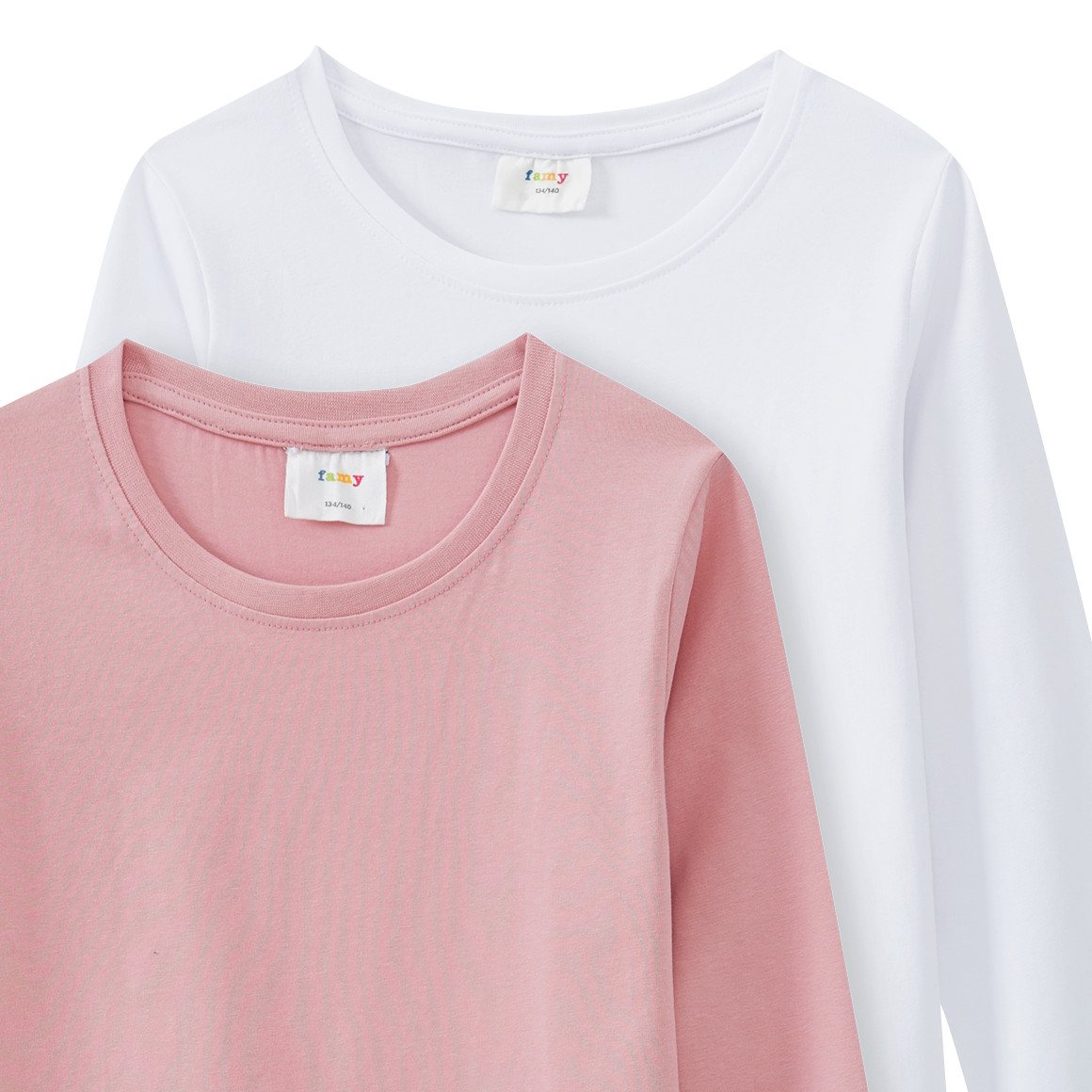 2 Mädchen Langarmshirts im Basic-Style