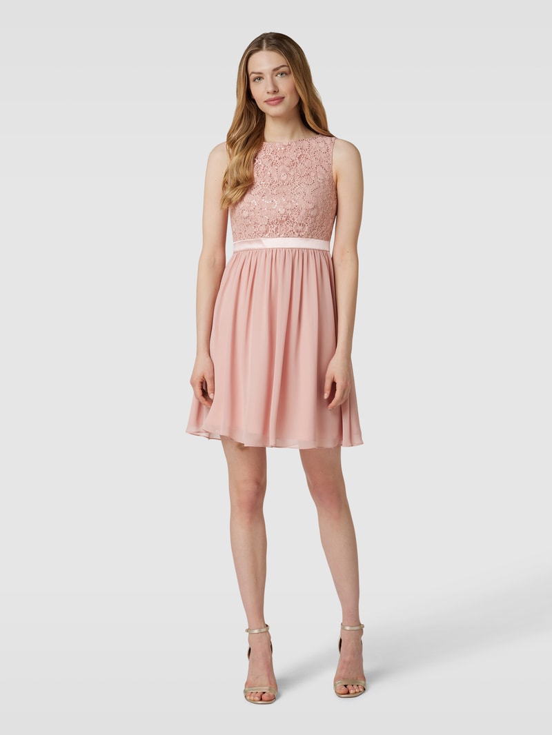 Cocktailkleid mit Paillettenbesatz in altrosa