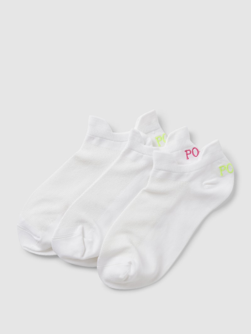 Sneakersocken mit Label-Print im 3er-Pack Modell 'DOUBLE' in weiß