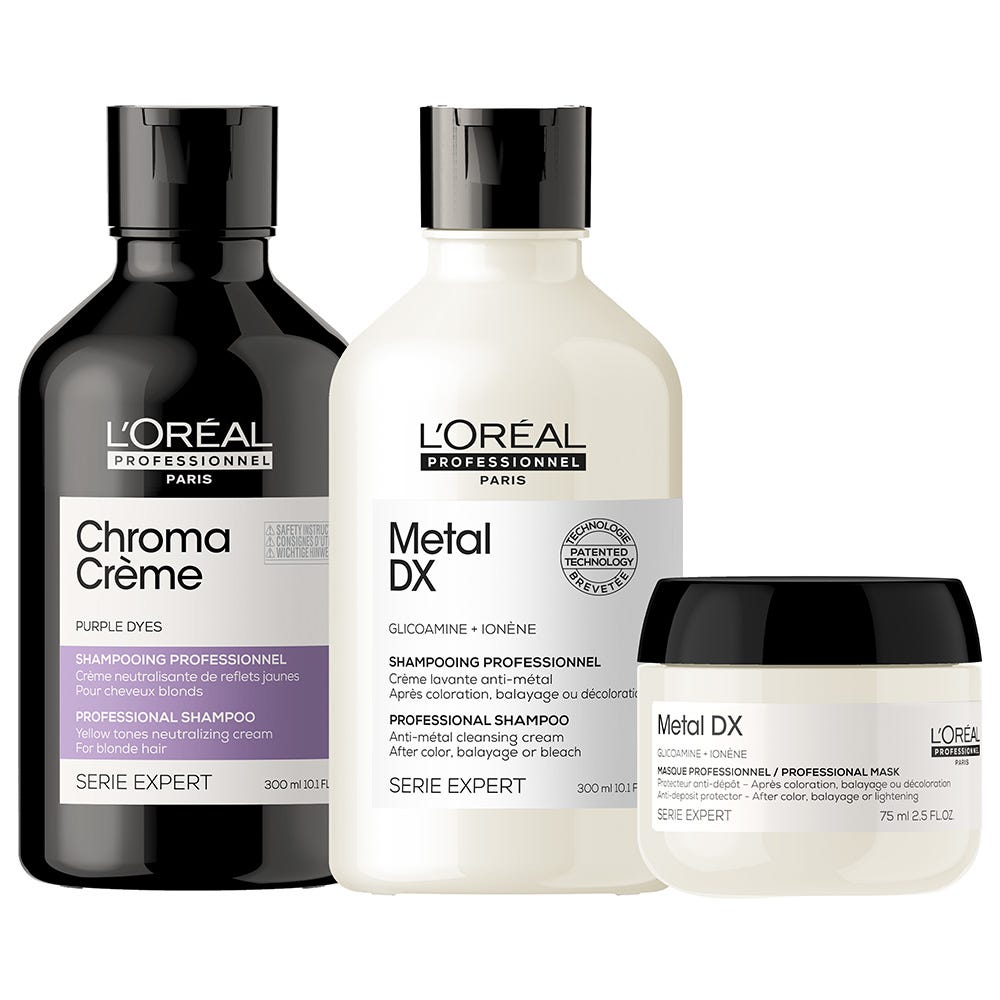 L'Oréal Professionnel Paris Serie Expert Metal DX Shampoo + Chroma Creme Violett Bundle