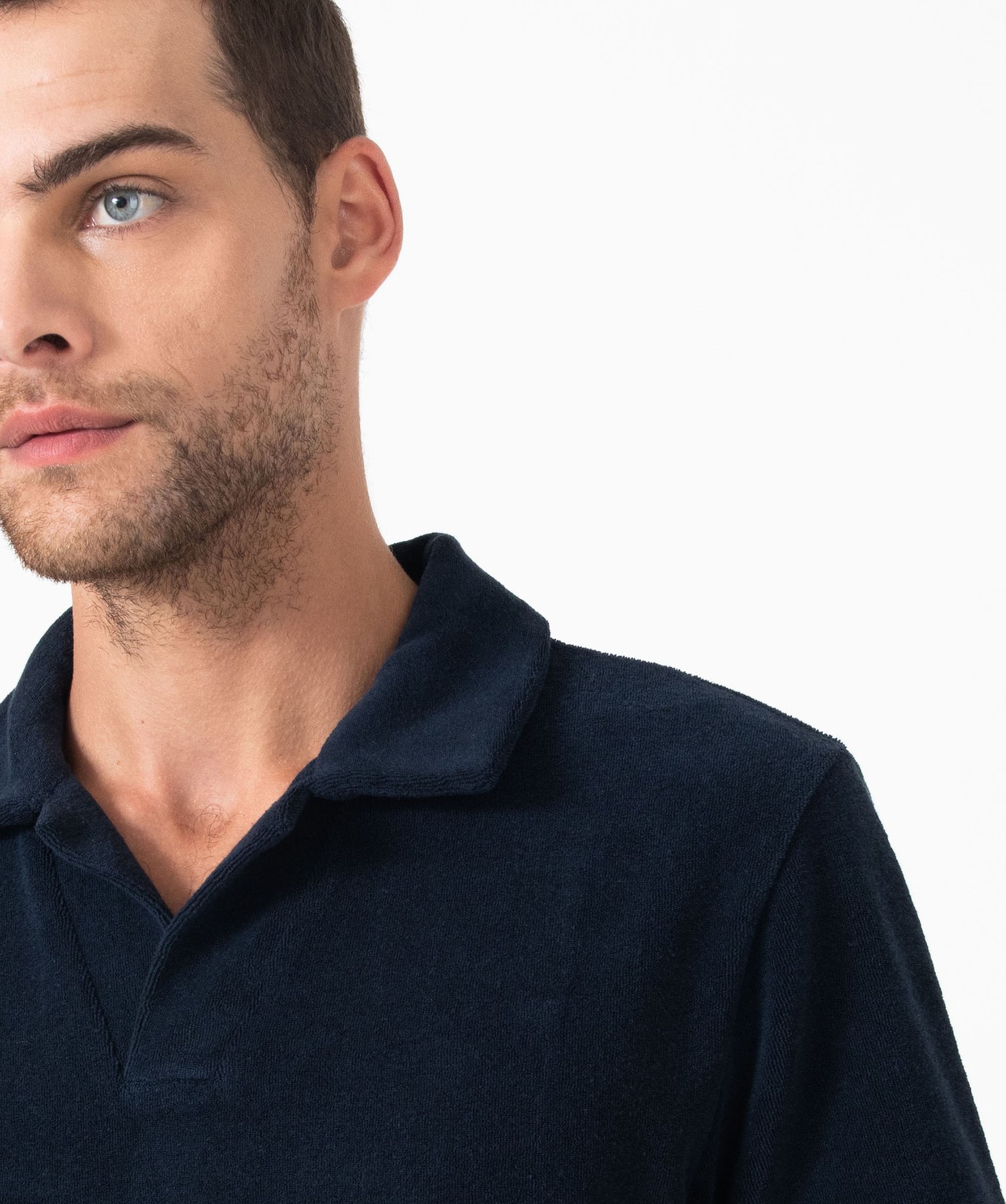 Polo manches courtes en éponge homme bleu | GEMO