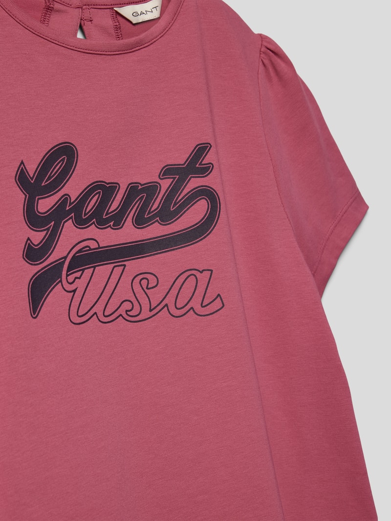 T-Shirt mit Label-Print Modell 'USA' in rosé