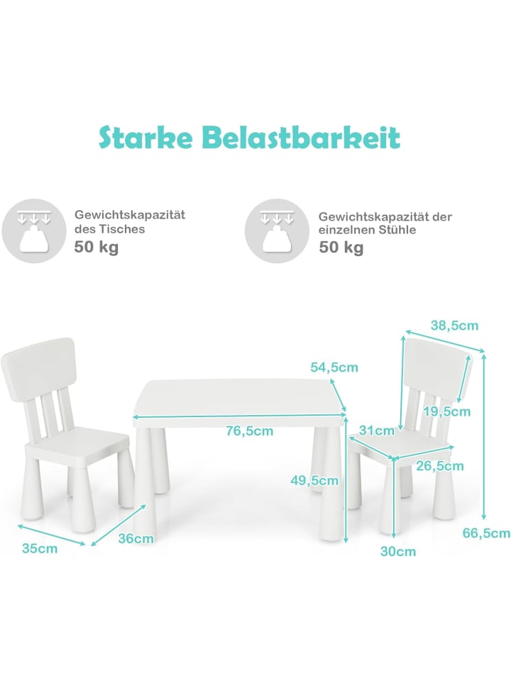 COSTWAY Sitzgruppe 3 tlg. Set in Weiß günstig kaufen onesize