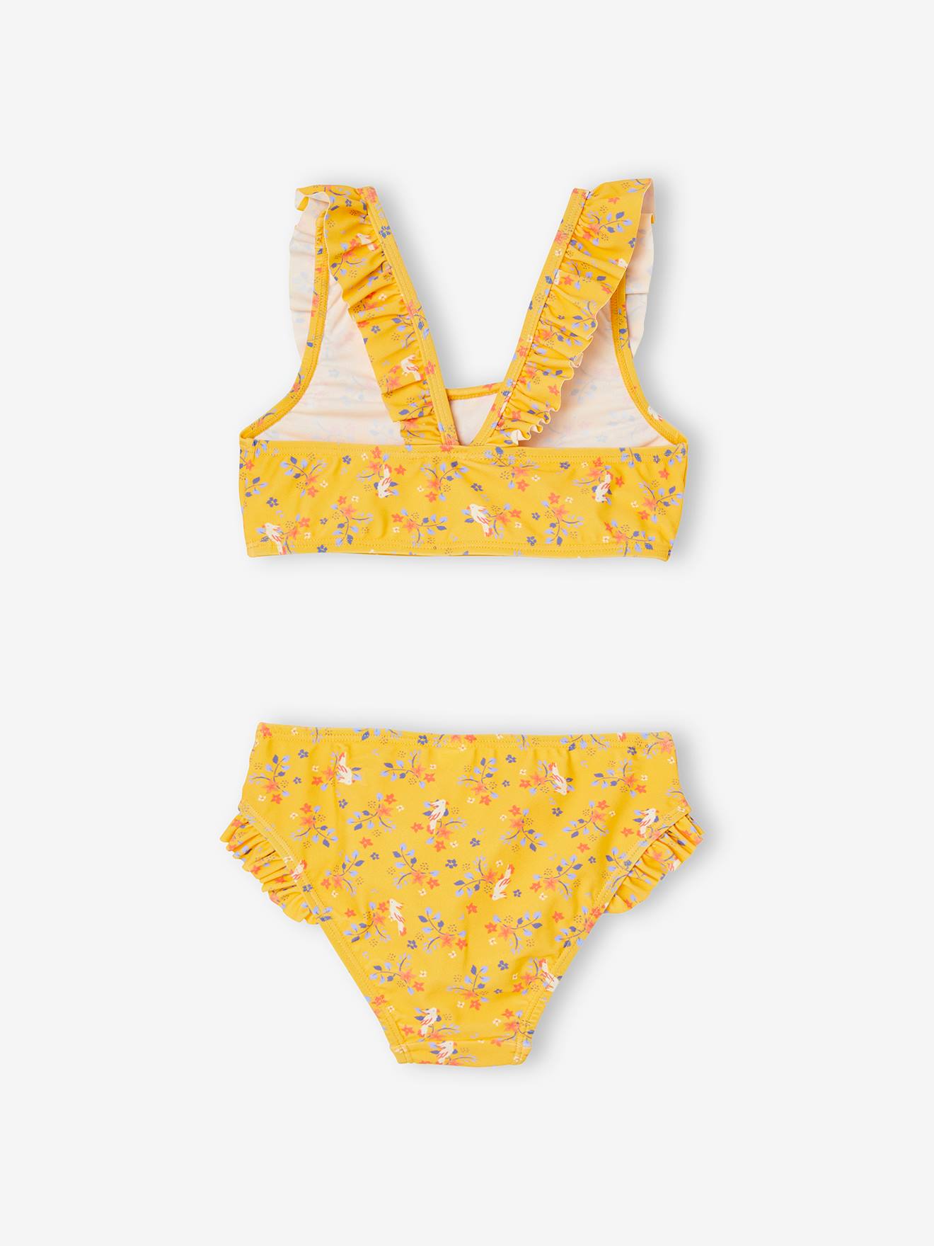 Maillot de bain 2 pièces fille jaune