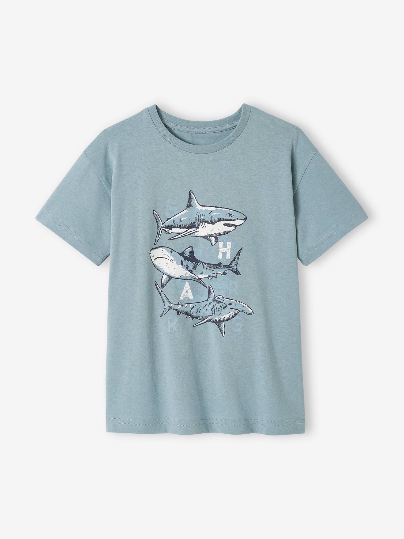 Vertbaudet Jungen T-Shirt mit Tierprint, Recycling-Baumwolle - wollweiß