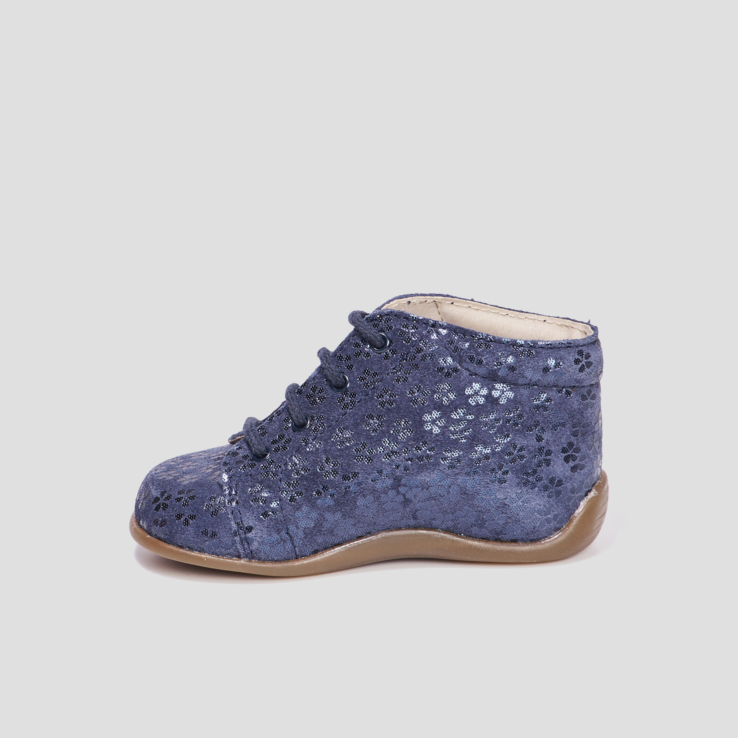 Bottillons à lacets en cuir bleu marine bébé fille | La Halle