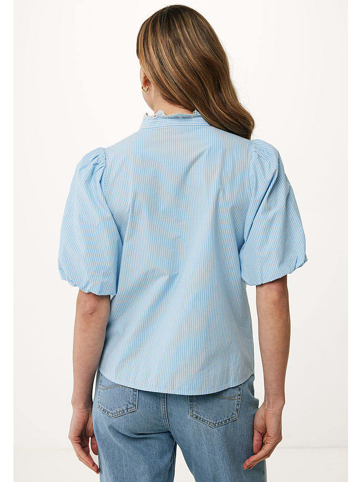 Mexx Bluse in Hellblau/ Weiß günstig kaufen