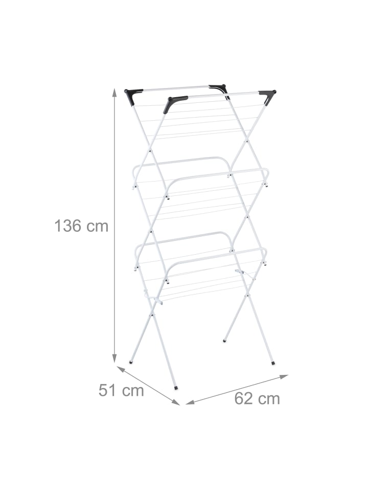 relaxdays Wäscheständer in Weiß - (B)62 x (H)136 x (T)51 cm günstig kaufen onesize