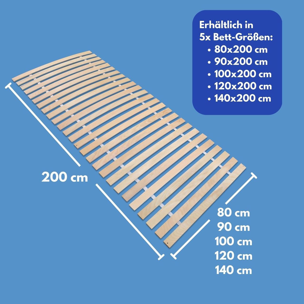 Coemo Premium Rollrost 26 Federleisten Lattenrost Rolllattenrost 80x200cm